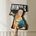 Unlit Invincible Think Mark Think Meme LED lightbox held by hand to show size and details