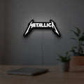 Metallica Band Logo Heavy Metal LED lightbox hanging on a room wall with soft white light