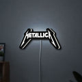 Metallica Band Logo Heavy Metal LED lightbox hanging on a wall with white glow