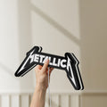 Unlit Metallica Band Logo Heavy Metal LED lightbox held by hand to show size and details