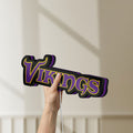 Unlit Minnesota Vikings NFL Pro Football LED lightbox held by hand to show size and details
