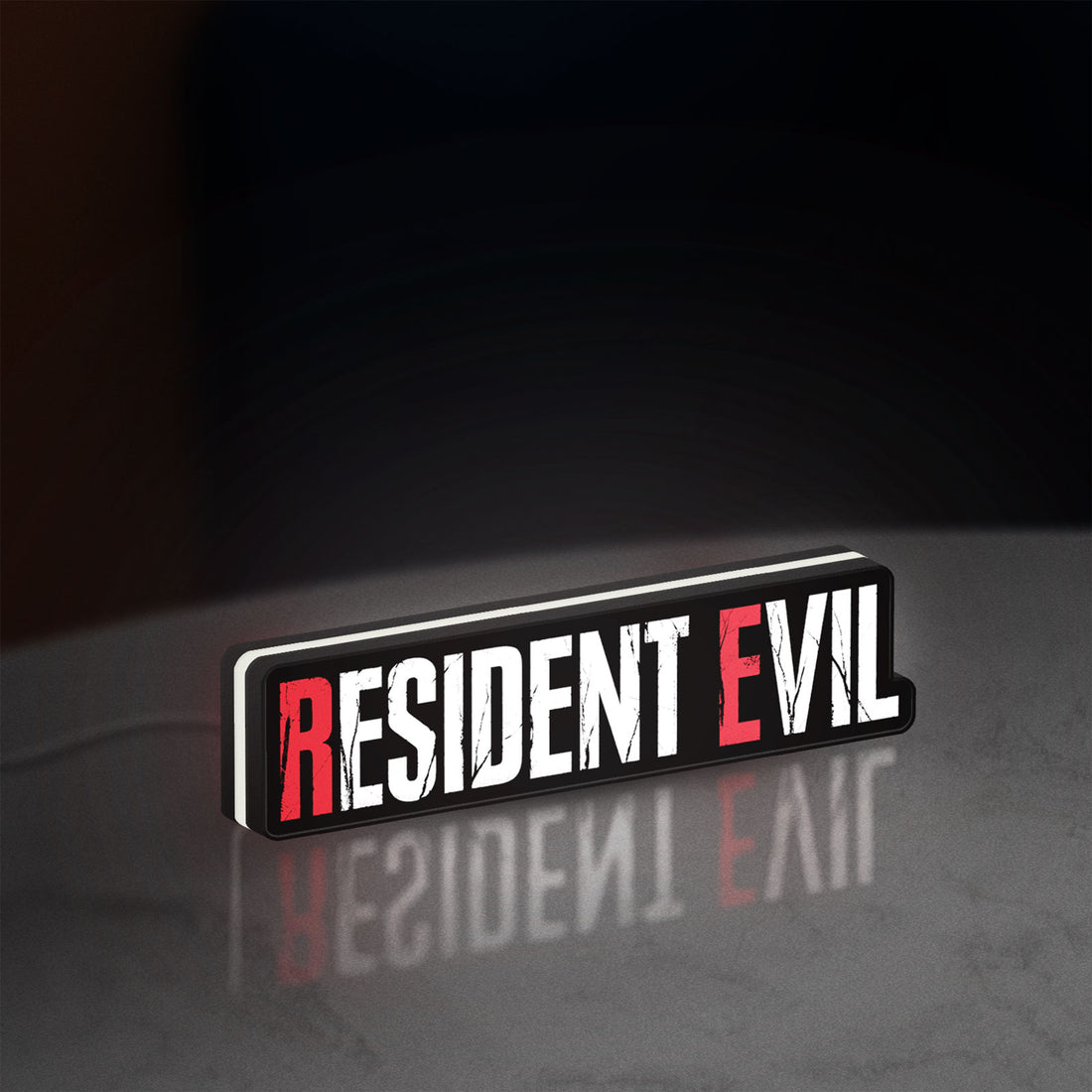 Resident Evil Umbrella Corp Horror LED lightbox hanging on a wall with white glow