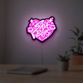 K-Pop Finger Heart Korean Idol LED lightbox hanging on a room wall with soft pink light