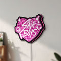 Unlit K-Pop Finger Heart Korean Idol LED lightbox mounted on a wall in daylight