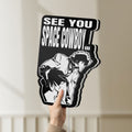 Unlit Cowboy Bebop See You Space Cowboy LED lightbox held by hand to show size and details