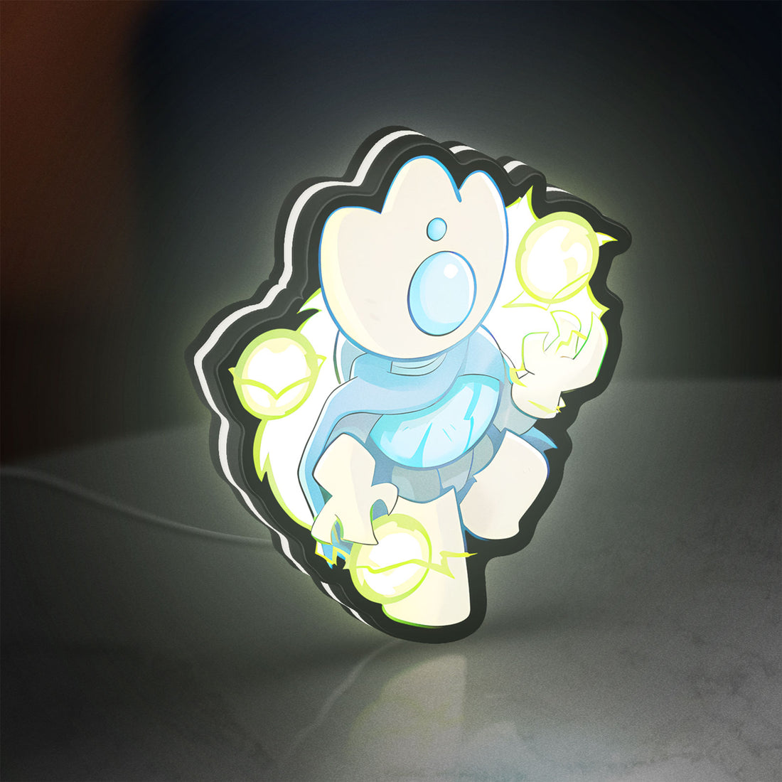 Slay the Spire Roguelike Game LED lightbox hanging on a wall with white glow