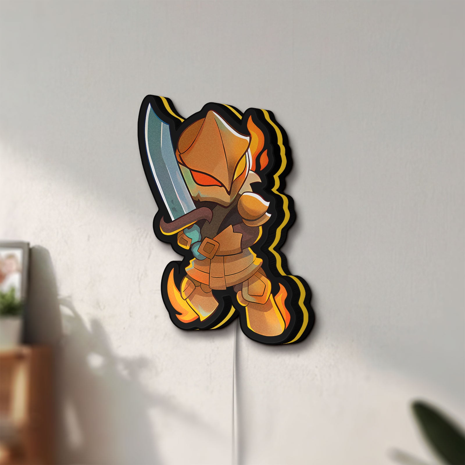 Unlit Slay the Spire Roguelike Game LED lightbox mounted on a wall in daylight