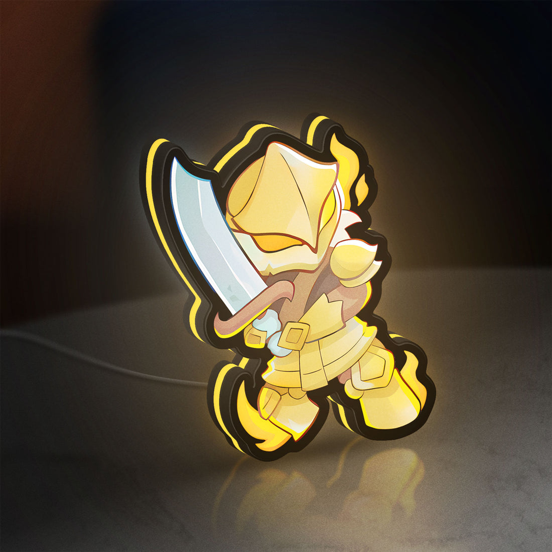 Slay the Spire Roguelike Game LED lightbox hanging on a wall with yellow glow