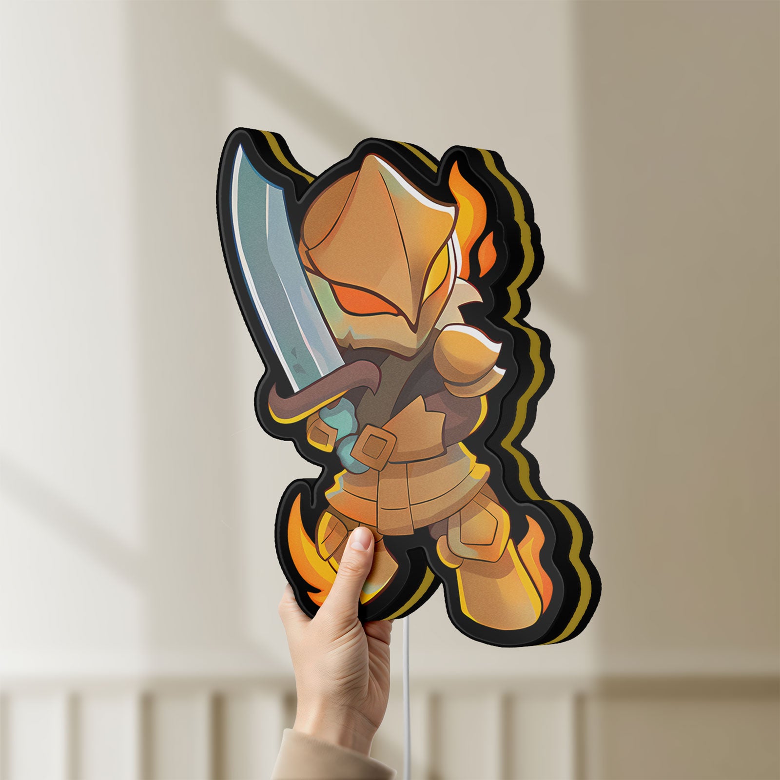 Unlit Slay the Spire Roguelike Game LED lightbox held by hand to show size and details