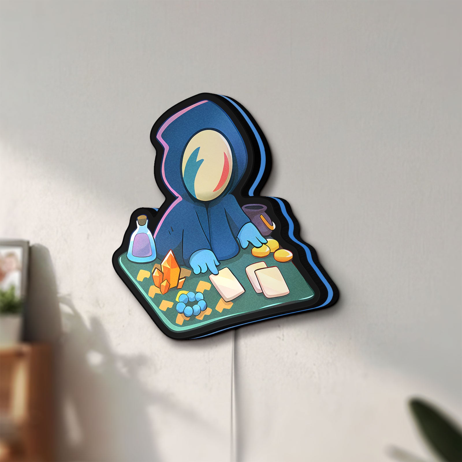 Unlit Slay the Spire Roguelike Game LED lightbox mounted on a wall in daylight