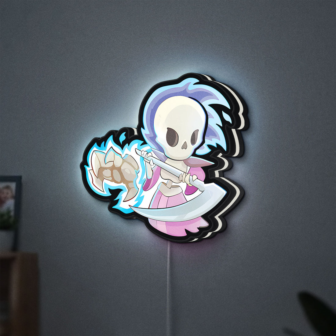 Slay the Spire Roguelike Game LED lightbox hanging on a wall with white glow