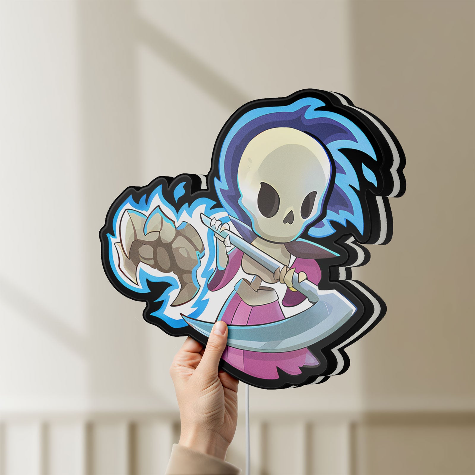 Unlit Slay the Spire Roguelike Game LED lightbox held by hand to show size and details