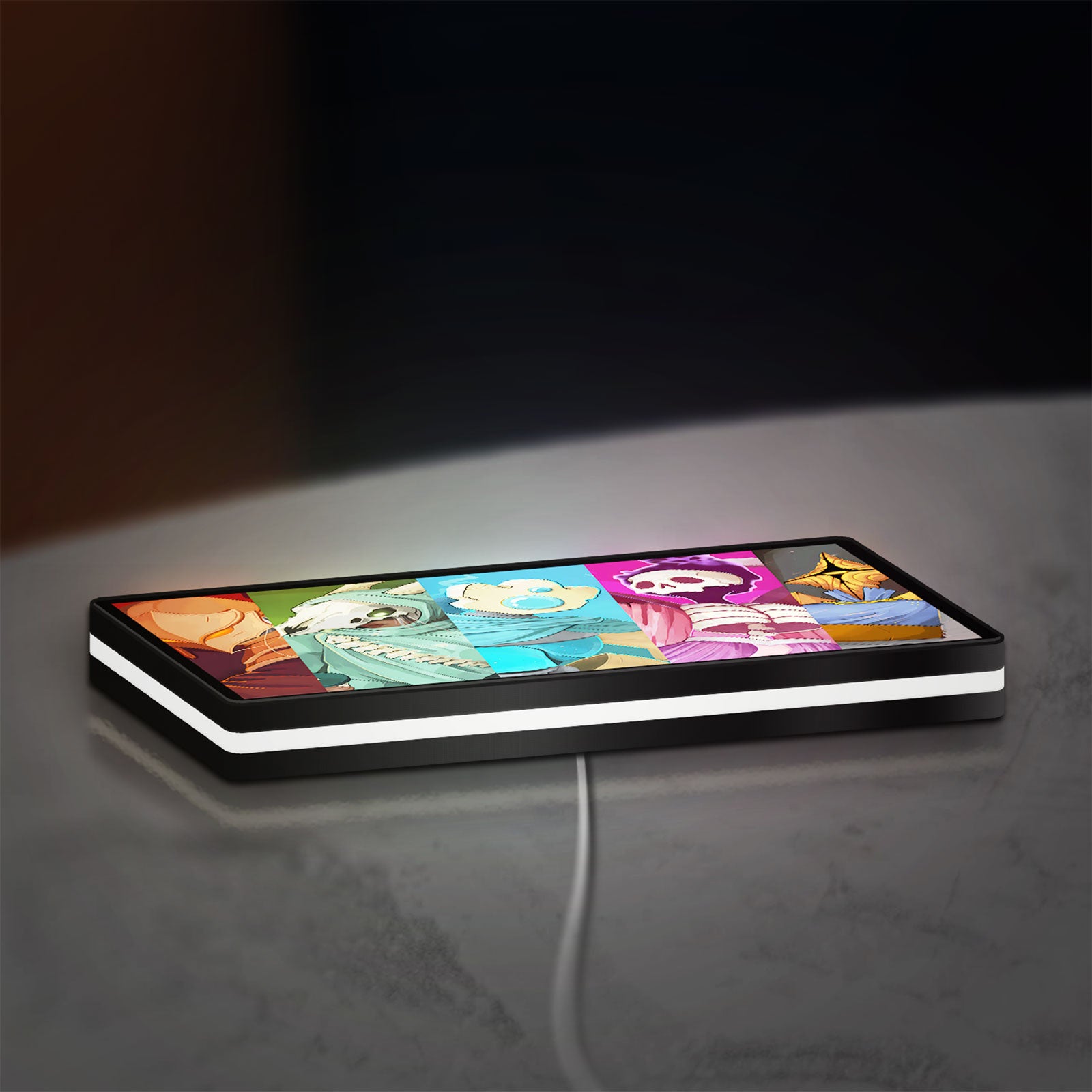 Slay the Spire Roguelike Game LED lightbox lying flat on a desk with white glow