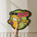 Unlit Futurama Slurm Cola Sci-Fi Comedy LED lightbox held by hand to show size and details