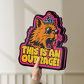 Unlit This is an Outrage Meme Funny Quote LED lightbox held by hand to show size and details