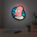 Futurama Doctor Zoidberg Comedy LED lightbox hanging on a room wall with soft blue light