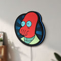 Unlit Futurama Doctor Zoidberg Comedy LED lightbox mounted on a wall in daylight