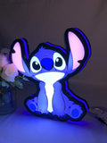 Illuminated angled view standing of Disney Stitch Illuminated Sign in 30cm, great for home theater and media room decor