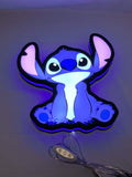 30cm Disney Stitch Glowing Wall Art - Illuminated flat lay angled view, great for home theater and media room decor