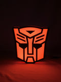 20cm Autobot Glowing Wall Art - Illuminated front view standing, perfect for garage and man cave decor