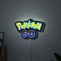 Pokemon GO LED lightbox hanging on a wall with blue glow