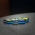 Pokemon GO LED lightbox lying flat on a desk with blue glow