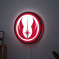 Jedi Order LED lightbox hanging on a wall with red glow