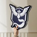 Unlit Pokemon GO Team Mystic LED lightbox held by hand to show size and details