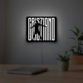 CR 7 Juventus LED lightbox hanging on a room wall with soft white light