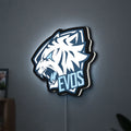 Evos LED lightbox hanging on a wall with white glow