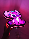 30cm Pink Stitch Glowing Wall Art - Illuminated handheld size reference, unique wall art for desk and room decor
