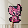 Unlit Pink Stitch LED lightbox held by hand to show size and details