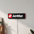 Unlit Lotto LED lightbox mounted on a wall in daylight