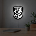 Clone Trooper LED lightbox hanging on a room wall with soft white light