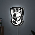 Clone Trooper LED lightbox hanging on a wall with white glow