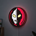Ultraman LED lightbox hanging on a wall with red glow