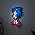 Sonic Hedgehog LED lightbox hanging on a wall with blue glow