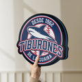Unlit Tiburones De La Guaira LED lightbox held by hand to show size and details