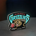 Memphis Grizzlies LED lightbox standing on a desk from an angled side view with white glow