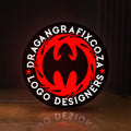 Front view of Custom LED Logo Sign LED lightbox sign glowing on a wooden desk