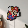 Unlit Super Mario LED lightbox mounted on a wall in daylight