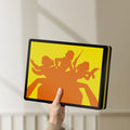 Unlit Charlie's Angels LED lightbox held by hand to show size and details
