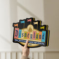 Unlit Disneyland Theme LED lightbox held by hand to show size and details