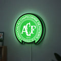 Chapecoense 2017 LED lightbox hanging on a wall with green glow