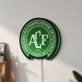 Unlit Chapecoense 2017 LED lightbox mounted on a wall in daylight