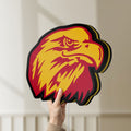 Unlit Eagle Head LED lightbox held by hand to show size and details