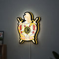 Ordem Demolay LED lightbox hanging on a wall with yellow glow