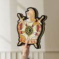 Unlit Ordem Demolay LED lightbox held by hand to show size and details