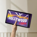 Unlit Hollywood Video LED lightbox held by hand to show size and details