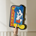 Unlit Mickey Mouse LED lightbox held by hand to show size and details